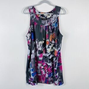 Lane Bryant Plus Size 18 Abstract Print Sleeveless Blouse Top Gray